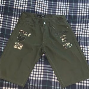 Mens Olive “Finest Thread” Cargo Shorts